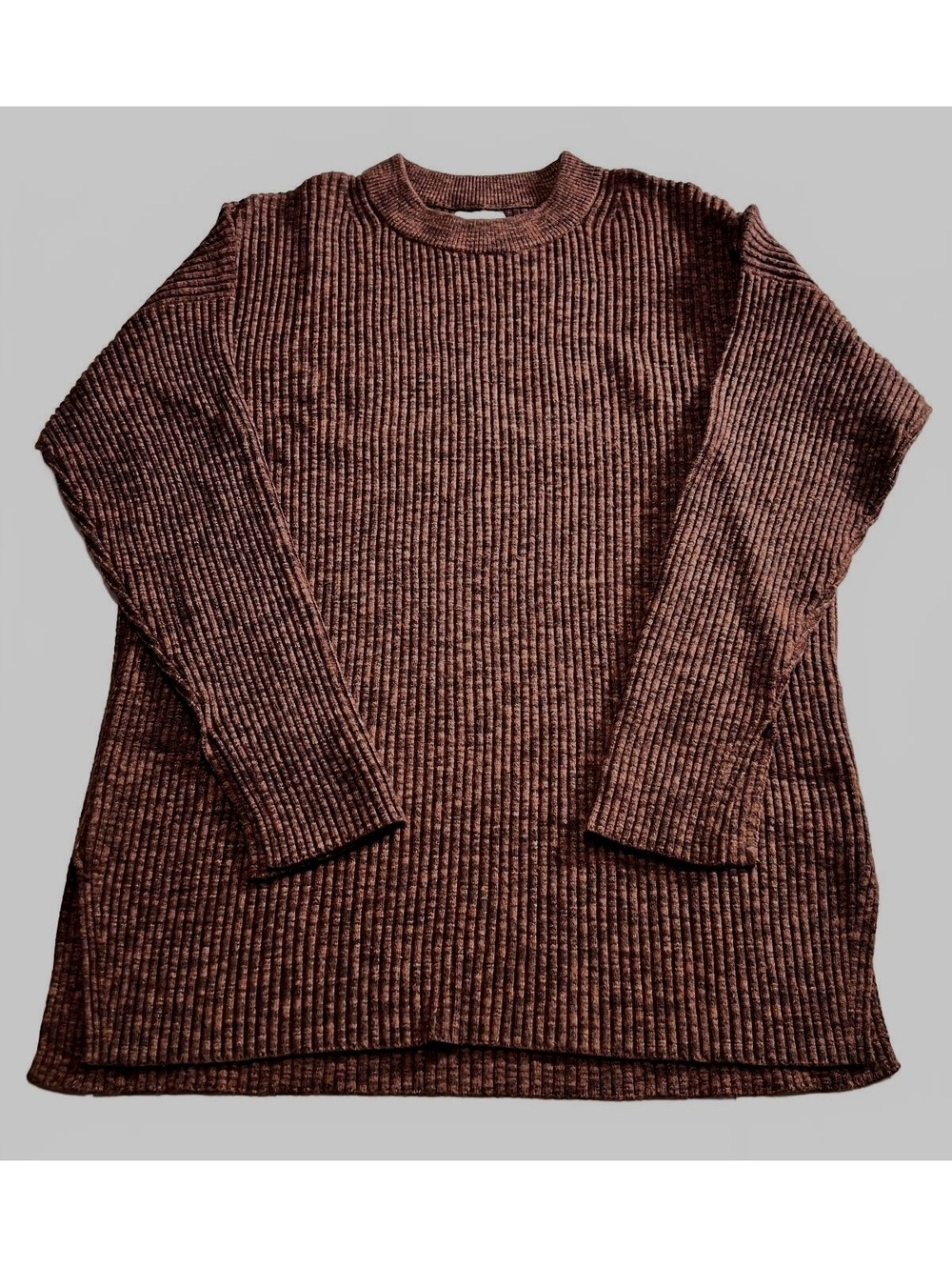 Abercrombie Brown Marled Ribbed Tunic Sweater Small Oversized Minimalist Cozy S